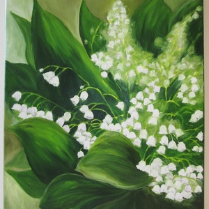 Gyöngyvirág , Olajfestmény, Művészet, Festmény, Olajfestmény, Festészet, Festett tárgyak, MESKA