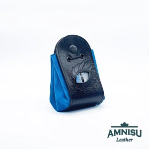 Fekete - világoskék sárkányszemes bőr 2in1 szütyő és kockatálca - Havier, Játék & Sport, Szerepjáték, , MESKA