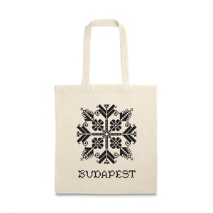 Budapest Etno vászontáska natúr/fekete, Táska & Tok, Bevásárlás & Shopper táska, Shopper, textiltáska, szatyor, Fotó, grafika, rajz, illusztráció, MESKA