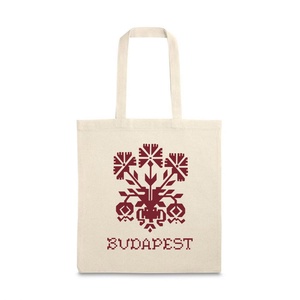 Budapest Etno vászontáska natúr/bordó, Táska & Tok, Bevásárlás & Shopper táska, Shopper, textiltáska, szatyor, Fotó, grafika, rajz, illusztráció, MESKA