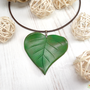Bőr levél medál - ékszer - nyaklánc - medál - Meska.hu