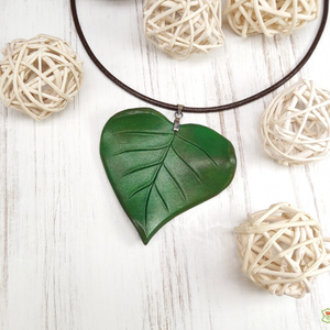 Bőr levél medál - ékszer - nyaklánc - medál - Meska.hu