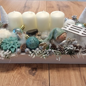 Télies hangulatú asztaldísz, Karácsony, Adventi díszek, Adventi asztaldísz, , MESKA