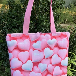 Egyedi rózsaszín szívecske mintás válltáska és neszesszer szett - táska & tok - táska szett - Meska.hu