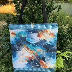 Egyedi absztrakt mintás metál bőr válltáska - táska & tok - kézitáska & válltáska - válltáska - Meska.hu