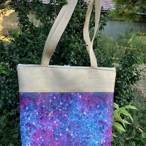 Egyedi lila-türkiz-arany műbőr válltáska - táska & tok - kézitáska & válltáska - válltáska - Meska.hu