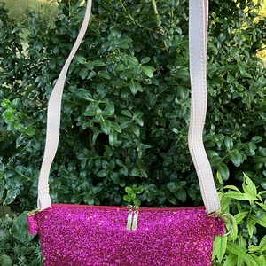 Egyedi rózsaszín flitteres party táska, Táska & Tok, Kézitáska & válltáska, Vállon átvethető táska, Varrás, Bőrművesség, MESKA