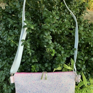 Egyedi rózsaszín flitteres party táska, Táska & Tok, Kézitáska & válltáska, Vállon átvethető táska, Varrás, Bőrművesség, MESKA