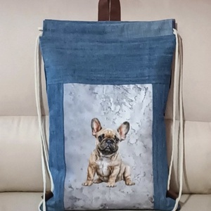 Egyedi franciabulldogos farmer hátizsák , Táska & Tok, Hátizsák, Hátizsák, Varrás, MESKA