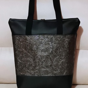 Egyedi fekete-bronz dombornyomott műbőr alkalmi válltáska, Táska & Tok, Kézitáska & válltáska, Alkalmi táska, Bőrművesség, MESKA