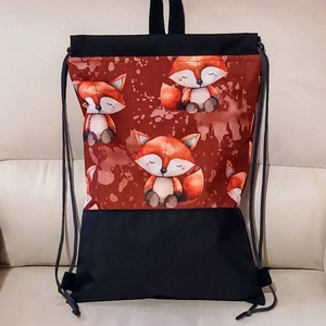 Egyedi fekete rókás vízálló hátizsák, Táska & Tok, Hátizsák, Hátizsák, Varrás, MESKA