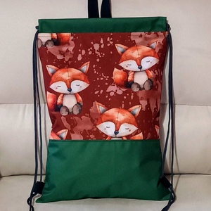 Egyedi zöld rókás vízálló hátizsák, Táska & Tok, Hátizsák, Hátizsák, Varrás, MESKA