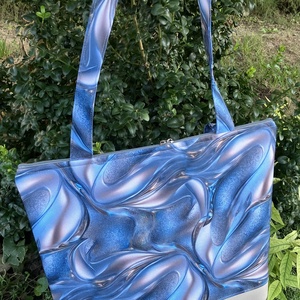 Egyedi bézs-kék absztrakt mintás válltáska  - táska & tok - kézitáska & válltáska - válltáska - Meska.hu