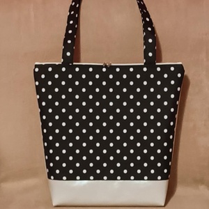 Egyedi bézs-fekete pöttyös válltáska  - táska & tok - kézitáska & válltáska - válltáska - Meska.hu