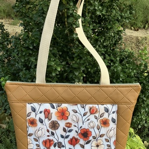 Egyedi barna virág mintás válltáska  - táska & tok - kézitáska & válltáska - válltáska - Meska.hu
