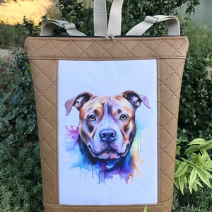 Egyedi pitbull mintás műbőr hátitáska , Táska & Tok, Hátizsák, Hátizsák, Bőrművesség, MESKA