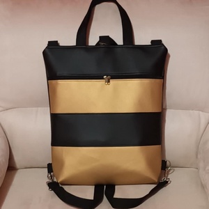 Egyedi fekete-arany műbőr többfunkciós/ variálható táska   - táska & tok - variálható táska - Meska.hu