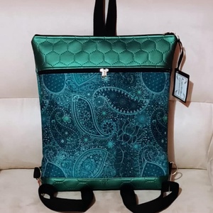 Egyedi zöld inda mintás műbőr hátitáska , Táska & Tok, Hátizsák, Hátizsák, Bőrművesség, MESKA