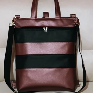 Egyedi fekete-bordó műbőr többfunkciós/ variálható táska   - Meska.hu