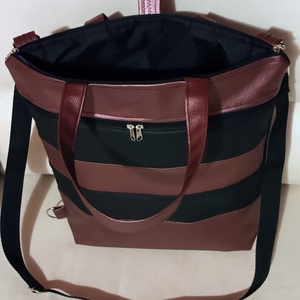 Egyedi fekete-bordó műbőr többfunkciós/ variálható táska   - táska & tok - variálható táska - Meska.hu