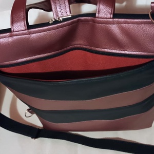 Egyedi fekete-bordó műbőr többfunkciós/ variálható táska   - táska & tok - variálható táska - Meska.hu