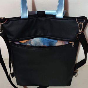 Egyedi fekete-kék műbőr többfunkciós/ variálható táska   - táska & tok - variálható táska - Meska.hu