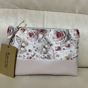 Egyedi virágos púder neszesszer, Táska & Tok, Neszesszer, Bőrművesség, MESKA