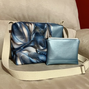 Egyedi kék absztrakt műbőr szett - Meska.hu