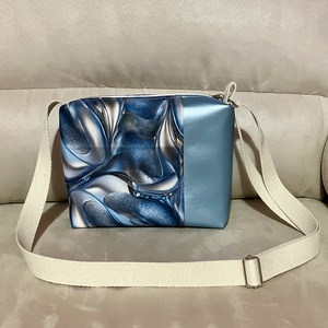 Egyedi kék absztrakt műbőr szett - táska & tok - táska szett - Meska.hu