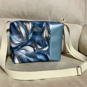 Egyedi kék absztrakt műbőr szett - táska & tok - táska szett - Meska.hu