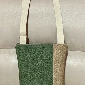 Egyedi zöld-bézs alkalmi oldaltáska - táska & tok - kézitáska & válltáska - vállon átvethető táska - Meska.hu