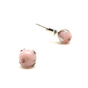 Fülbevaló acél karmos golyó pink Opál 6mm, Ékszer, Fülbevaló, Pötty fülbevaló, , MESKA