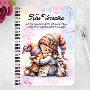 Személyre szabható - Cuki Anya manó & Lánya mintás A6-os füzet - otthon & életmód - papír, írószer - jegyzetfüzet & napló - Meska.hu