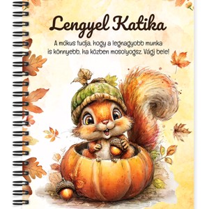 Személyre szabható - Cuki őszi kis mókus a tökben mintás A6-os füzet, Otthon & Életmód, Papír, írószer, Jegyzetfüzet & Napló, , MESKA