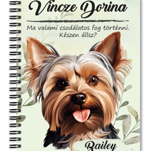 Személyre szabható - Yorkshire terrier portré mintás A6-os füzet, Otthon & Életmód, Papír, írószer, Jegyzetfüzet & Napló, , MESKA