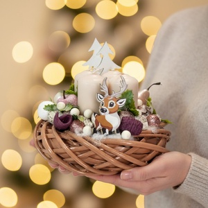 Őzikés pasztell adventi koszorú - karácsony - adventi díszek - adventi koszorú - Meska.hu
