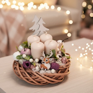 Őzikés pasztell adventi koszorú - karácsony - adventi díszek - adventi koszorú - Meska.hu
