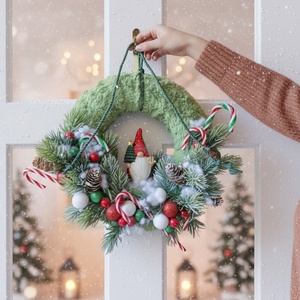 Online workshop  Világító manós karácsonyi kopogtató - diy (csináld magad) - workshop & tanfolyam - Meska.hu