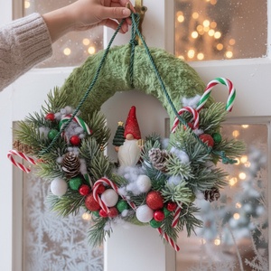 Online workshop  Világító manós karácsonyi kopogtató - diy (csináld magad) - workshop & tanfolyam - Meska.hu