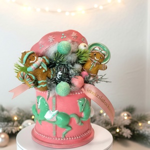Körhintás Mézeskalács Kaspó - karácsony - adventi díszek - adventi asztaldísz - Meska.hu