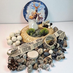 Őzikecsalád alkotócsomag  téli DIY kopogtató, DIY (Csináld magad), Egységcsomag, , MESKA