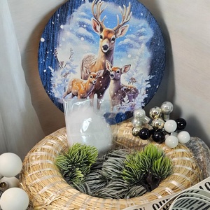 Őzikecsalád alkotócsomag  téli DIY kopogtató - diy (csináld magad) - egységcsomag - Meska.hu