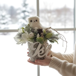 Téli hóbaglyos kaspó � kézműves asztaldísz - Meska.hu