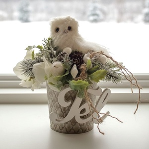 Téli hóbaglyos kaspó � kézműves asztaldísz - otthon & életmód - dekoráció - Meska.hu