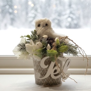 Téli hóbaglyos kaspó � kézműves asztaldísz - otthon & életmód - dekoráció - Meska.hu