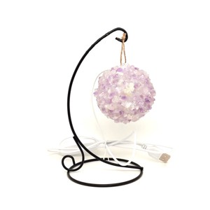 Ametiszt gömb hangulatlámpa USB állvánnyal 7-8 cm, Kellékek & szerszámok, Ásvány alapanyag, , MESKA