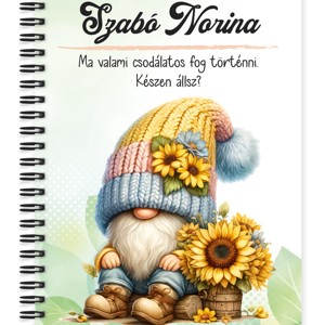 Személyre szabható - Kedves kis napraforgós manó mintás A6-os füzet, Otthon & Életmód, Papír, írószer, Jegyzetfüzet & Napló, , MESKA