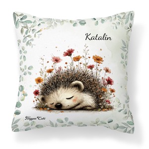 Névvel kérhető - A kert kis álmodozója, cuki süni mintás párna, Otthon & Életmód, Lakástextil, Párna & Párnahuzat, Díszpárna (belsővel együtt), , MESKA