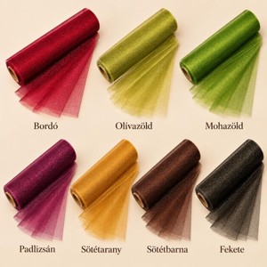 Snow organza tekercs � mély és természetes árnyalatok, 23,5 cm � 10 m - Meska.hu