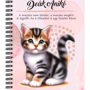 Személyre szabható - Tündéri cirmos cicus mintás A5-ös füzet, Otthon & Életmód, Papír, írószer, Jegyzetfüzet & Napló, , MESKA